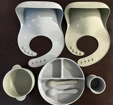 Baby Led Weaning Bundle, Silicone Suction Bowl, Spoons, Bib & Cup set 7