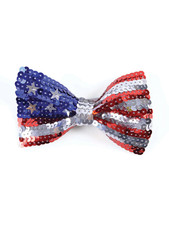 Sequin Bow Tie USA Fancy Dress American Flag Mans Bowtie America