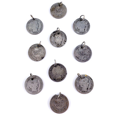 X1 1902-1916 FRISEUR GROSCHEN MÜNZE 90% Silber Anhänger Liberty Büste Vintage Sterling