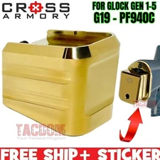 Cross Armory Shiny Gold +0 Grip Extension Pad plate Magazine for GLOCK 19 23 32