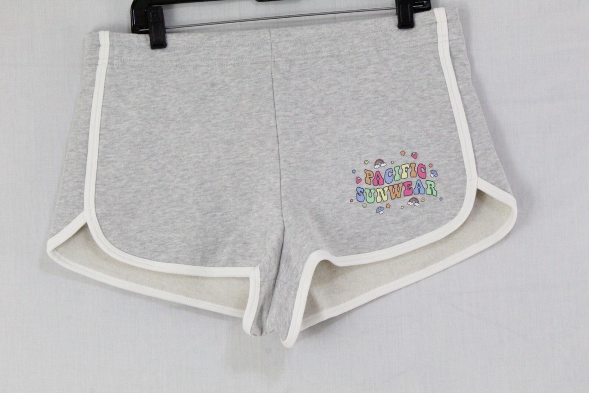 PACSUN Women's Size Large Rainbow Logo Shorts Color Heather Gray