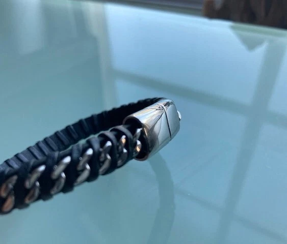 Impresionante pulsera de cadena trenzada para hombre en acero inoxidable 7,5 pulgadas Foto 4 de 4