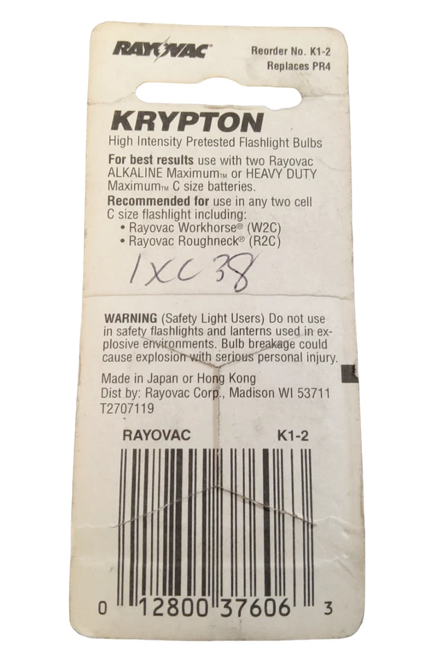 NEW Rayovac K1 / KPR101 Krypton Bulb Flange Base 2 Cell C    LOT OF 8 - Image 3 of 3