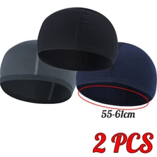 2PCS Skull Beanie Cap Motorcycle Cycling Helmet Liner Dome Hat Sweat Wicking US