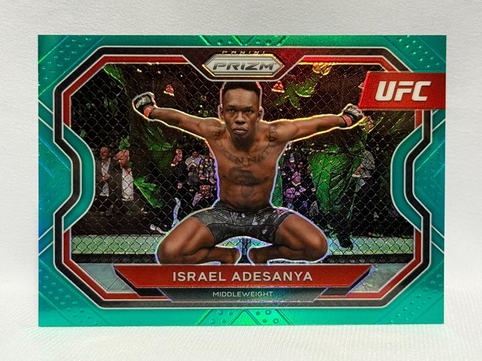 2021 Panini Prizm UFC Israel Adesanya #120 TEAL Prizm 35/49