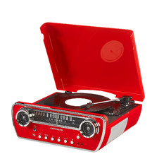 Retro Crosley Powel 7-in-1 Bluetooth Record Player AM/FM, CD, Aux - Red