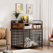 Small Dog Crate Furniture with Drawers Storage, Puppy Dog Kennel Indoor with ...