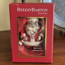 REED  BARTON - Santa Silver Plate Sleigh Bell 4181 Christmas Ornament NIB
