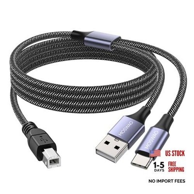2in1 USB C to B Printer Cable 5Feet/1.5M With USB A-Male to B-Male Cable