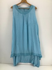 Light Blue Sleeveless Dress Sequins Beaded Hippie Boho Layered Ruffle Hem