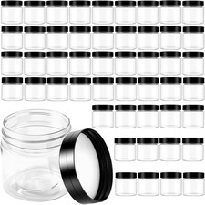 50 Pack 4 Oz Plastic Jars with Lids, Small Clear Empty round Jars