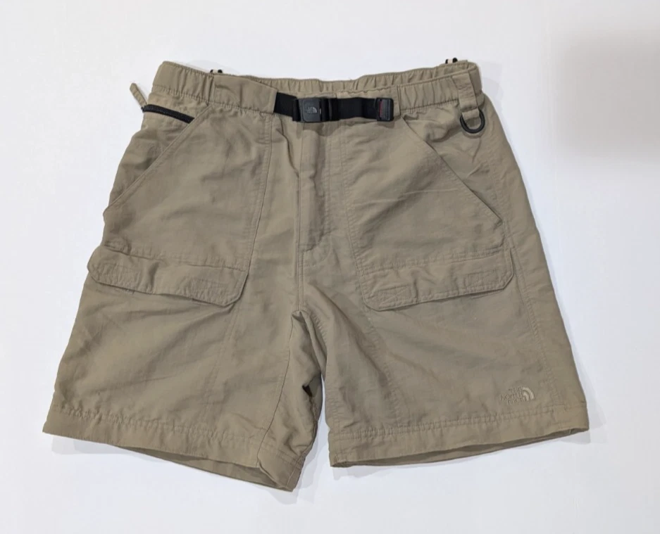 The North Face Mens M Trail Hiking Cargo Shorts Tan Brown Khaki Nylon 32x7