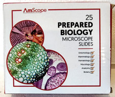 AmScope PS25 Prepared Microscope Slide Set for Basic Biological Science Wood Box