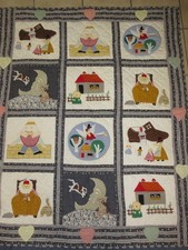 First Impressions NURSERY RHYME Baby Quilt Humpty Dumpty, Cow/Moon + 44 x 56 in