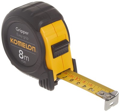 8m x 25mm Metric Gripper Tape Measure - Durable, Accurate, Black