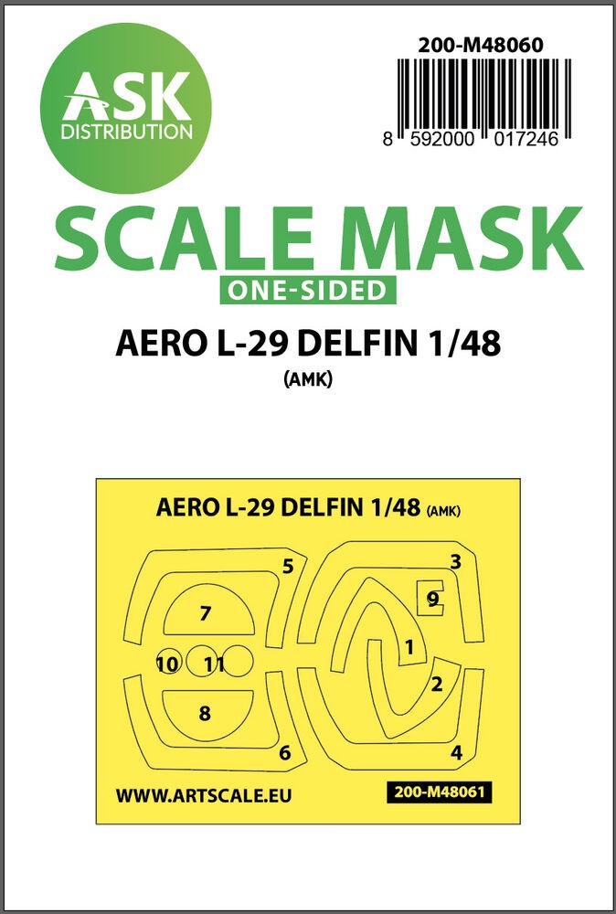 Art Scale Kit 200-M48060 - 1:48 AERO L-29 DELFIN One-Sided Express Mask For AMK