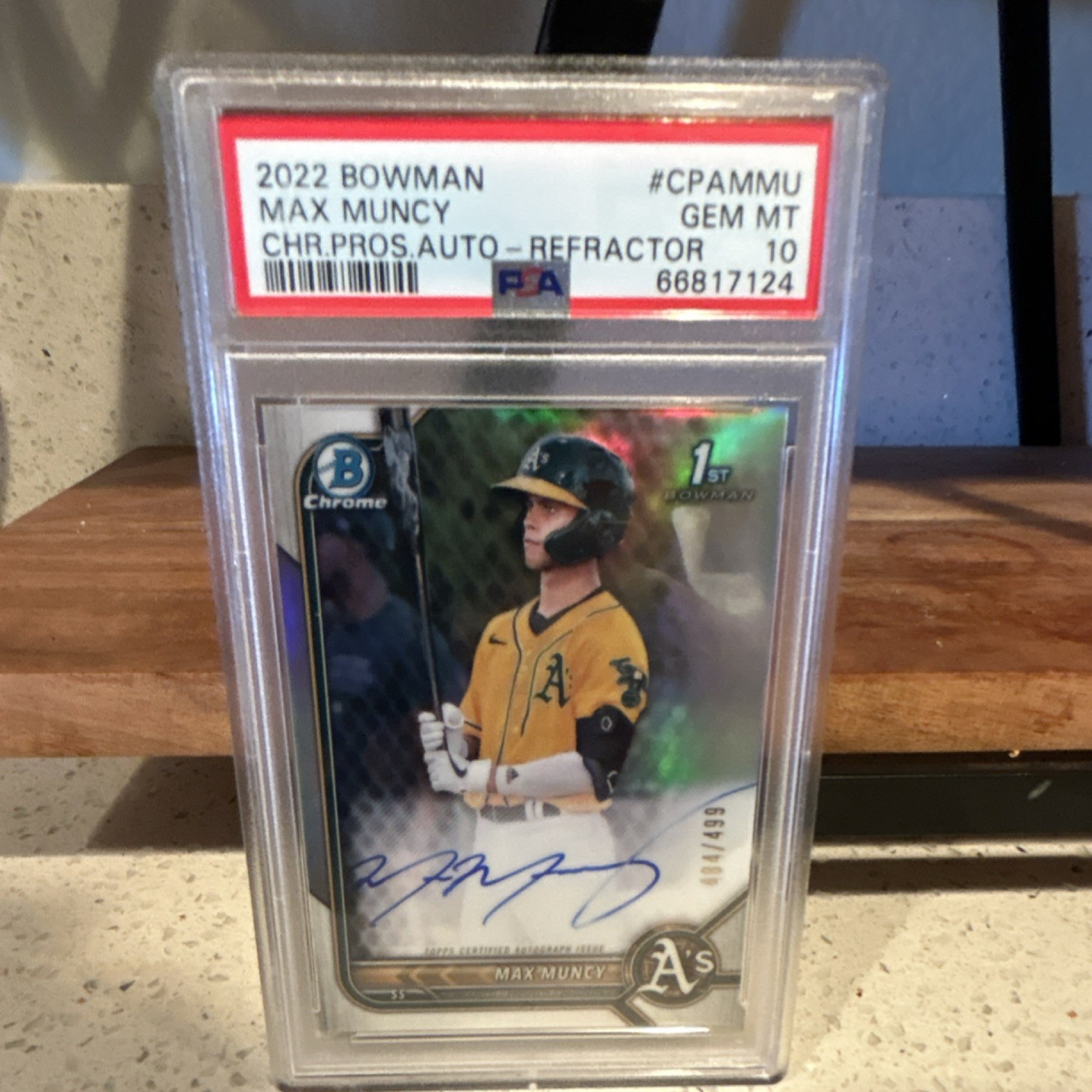 Topps 2022 Bowman Chrome Prospect Auto Max Muncy CPA-MMU Refractor /499 PSA 10