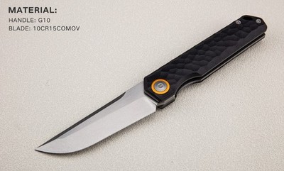Maxace Baby Racoon V Folding Knife 3.5'' 10Cr15CoMoV Steel Blade Black G10 Handle
