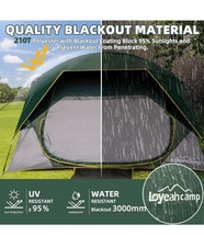 4 Person Blackout Camping Tent, Easy Setup Waterproof Family Dome Tent