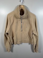 Lululemon Scuba Oversized Funnel Neck Sweatshirt Size M/L Tan Athleisure Comfy