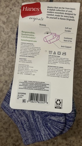 Hanes Originals Mädchen 6 Paar mehrfarbige unsichtbare Söckchen Größe 9-2 1/2 - Bild 4 von 5