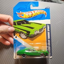 '72 Ford Gran Torino Sport Hot Wheels, Green; 2012 Muscle Mania-Ford 7/10