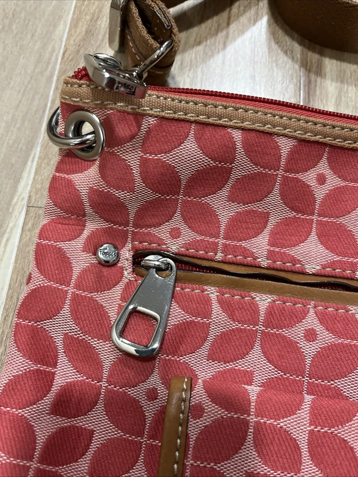 Bolso Bandolera Bandolera FOSSIL Tela Floral Lona Coral Color Rojo Bolso Hobo Foto 2 de 4