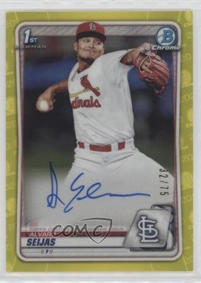 2020 Bowman Chrome Prospects Yellow Refractor 32/75 Alvaro Seijas Auto fm0