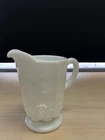 Vintage Westmoreland White Milk Glass 9” Pitcher Paneled Grape