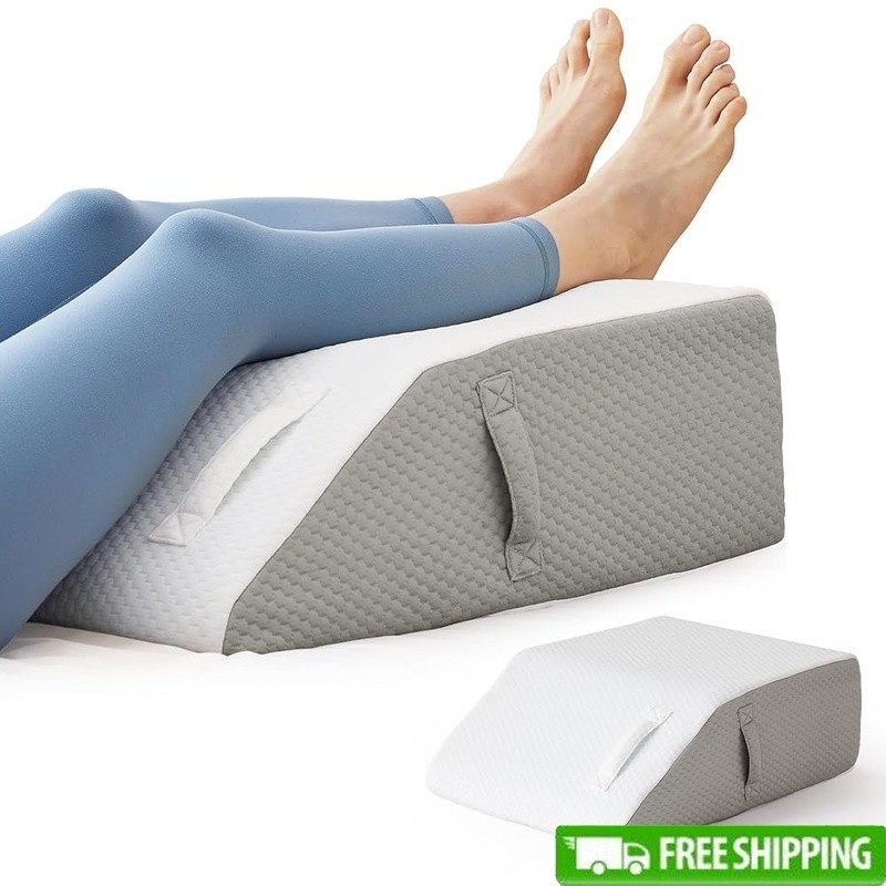 Leg Elevation Pillow Memory Foam Wedge Pain Relief Support Non-Slip Handles New