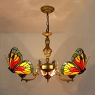 Luxury Pendant Lamp Tiffany Style Stained Glass Butterfly Shade Fixture Vintage