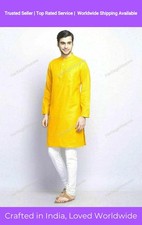 Cotton Hippie Indian Kurta Solid Plain Full Sleeves Casual T Shirt Mens Kurta
