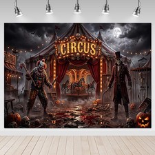 Happy Halloween Banner Scary Halloween Evil Circus Backdrop 6x3.6ft Clown Creepy