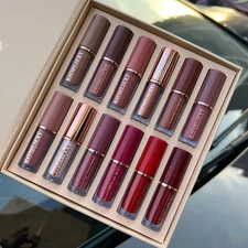 12pcs/Set Velvet Matte Liquid Lipstick Book Style Christmas Gift Long-Lasting