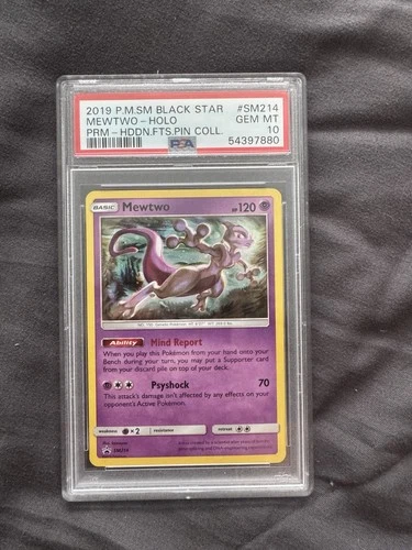 Pokémon Mewtwo 2019 Black Star Promo SM214 Holo PSA 10 Basic Psychic Card