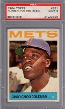 1964 Topps #251 CHOO CHOO COLEMAN PSA 9 MINT New York METS - CENTERED!