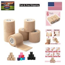 Self Adhesive Bandage Wrap, 6 Pack, Skin Colored, 2  x 5 Yards, Cohesive Band...