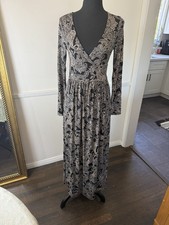 Ecote Sz S Maxi Dress Jersey Knit Stretchy Khaki Black Urban Outfitters BohoChic