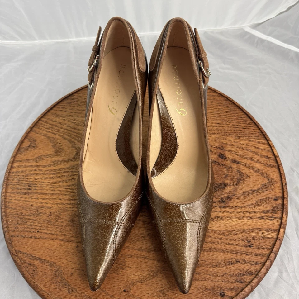 Mujer 7.5 M Boutique 9 Kelsey Marrón Charol Punta Bomba Tacones Altos Foto 2 de 4