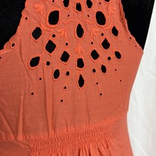 American Eagle Medium Coral Sleeveless Mini Dress Eyelet Lace V Neck Y2K Orange