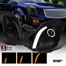 Fit 2003-2007 Cadillac Cts Black Smoke Halo Projector Headlights Led Sequential Fit 2003-2007 Cadillac Cts Black Smoke Halo Projector Headlights Led Sequential
