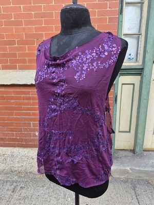 Women's Cicci Sequin Sheer Dance Shirt Overlay Party Glitter Clubwear Top XLarge