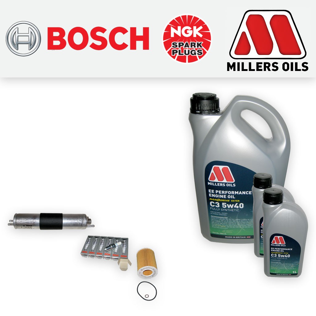 SERVICE KIT for BMW Z3 2.2 OIL FUEL FILTERS SPARK PLUGS +5w40 EE OIL (2000-2002)