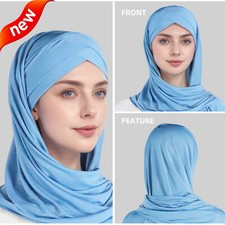 Instant Headscarf Muslim Women Hijab Shawl Wrap Amira Scarf Turban Pull On Ready