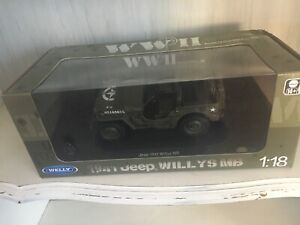 1:18 WELLY Diecast Car Model 1941 Jeep Willys MB WWII US Military Collection