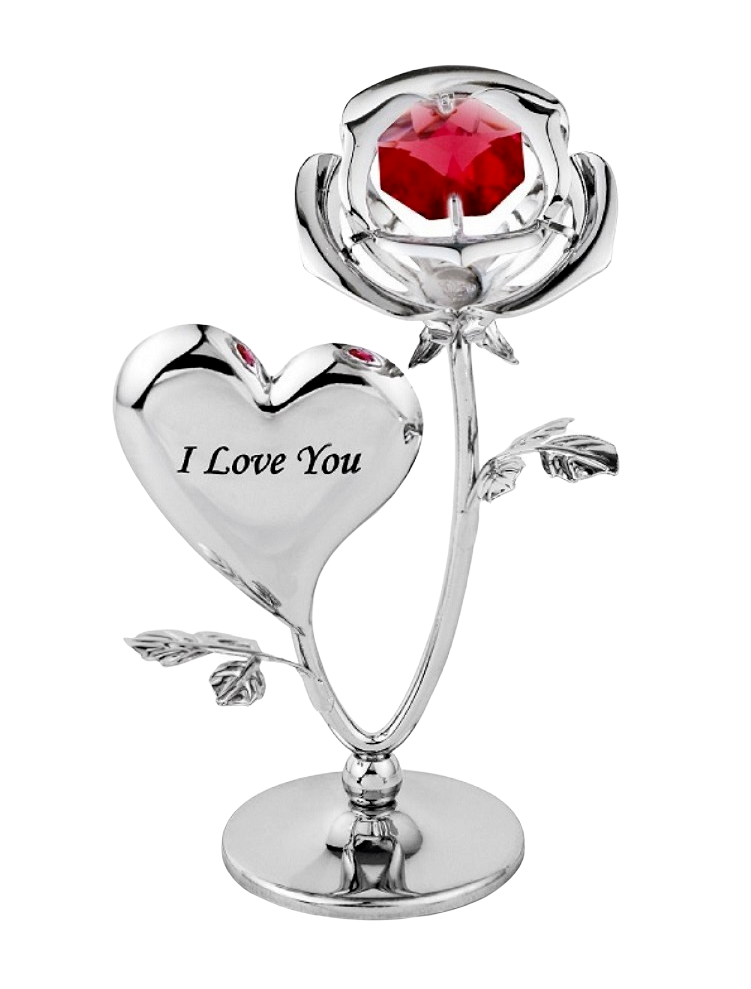 Crystocraft I Love You Red Rose Crystal Ornament Swarovski Elements Gift Boxed