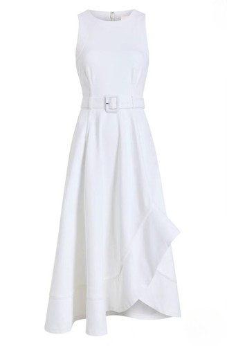 Women Cinq A Sept Round Neck Sleeveless A-line Denim Midi Dress - Picture 3 of 3