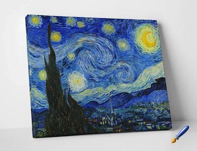 SHOPART ⭐️Quadro Vernice Pennellate Van Gogh Notte Stellata Stampa d'Arte su Tela Canvas