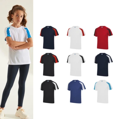 AWDis Just Cool Kinder Kontrast cooles T-Shirt - Team Sport/Pe/Fußball Set Uniform