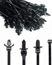 120pcs Nylon Cable Ties with 4 Types of Plugs – Durable, Flame-Resistant Set